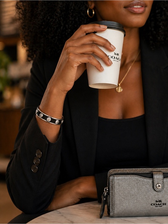 Coach Jewelry - Coach Enamel Bangle Bracelet in Black And Silver